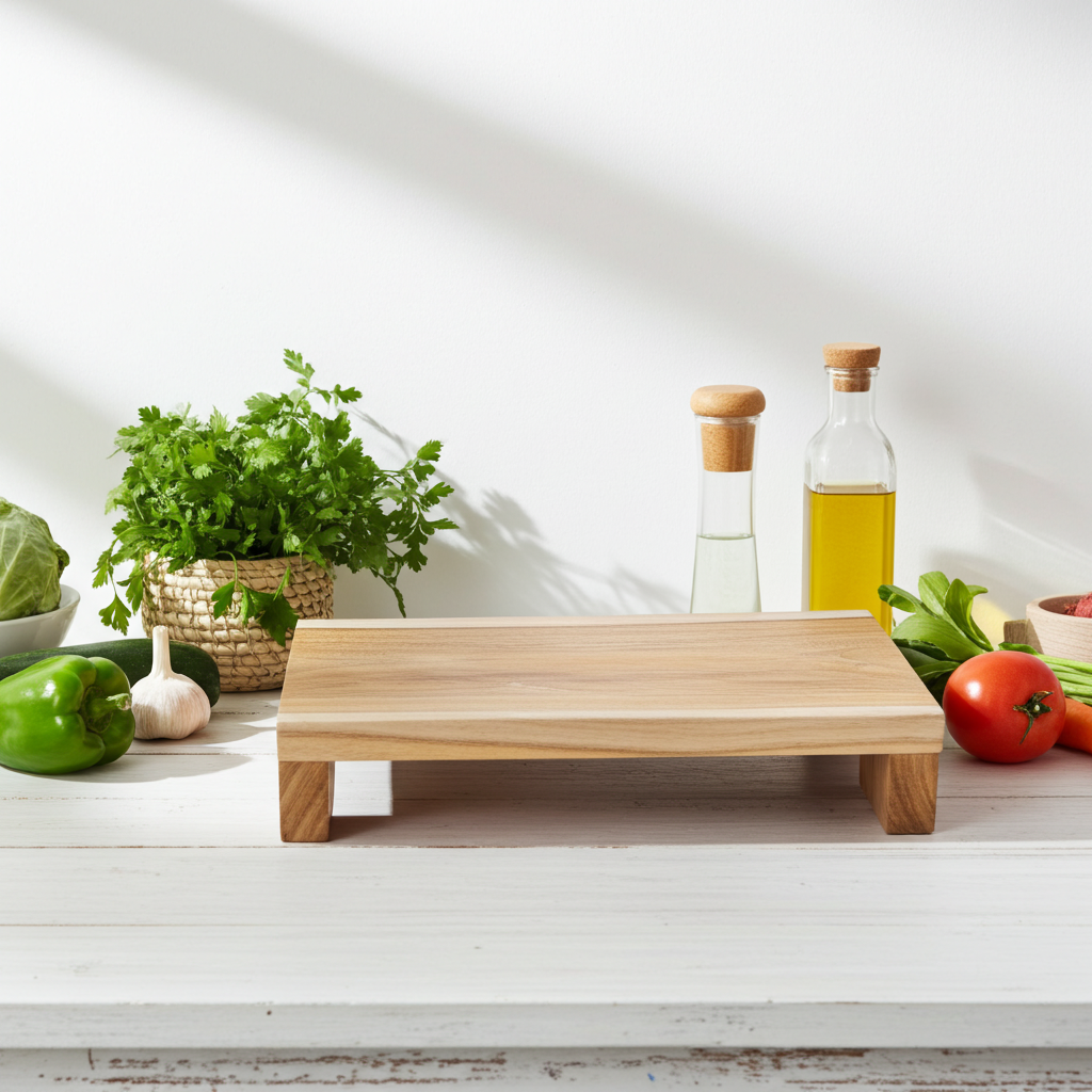 Raised Teak Wood Chopping Board – Elevated Functional Design