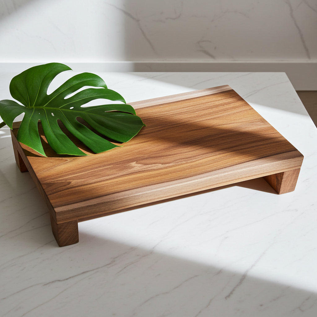 Raised Teak Wood Chopping Board – Elevated Functional Design