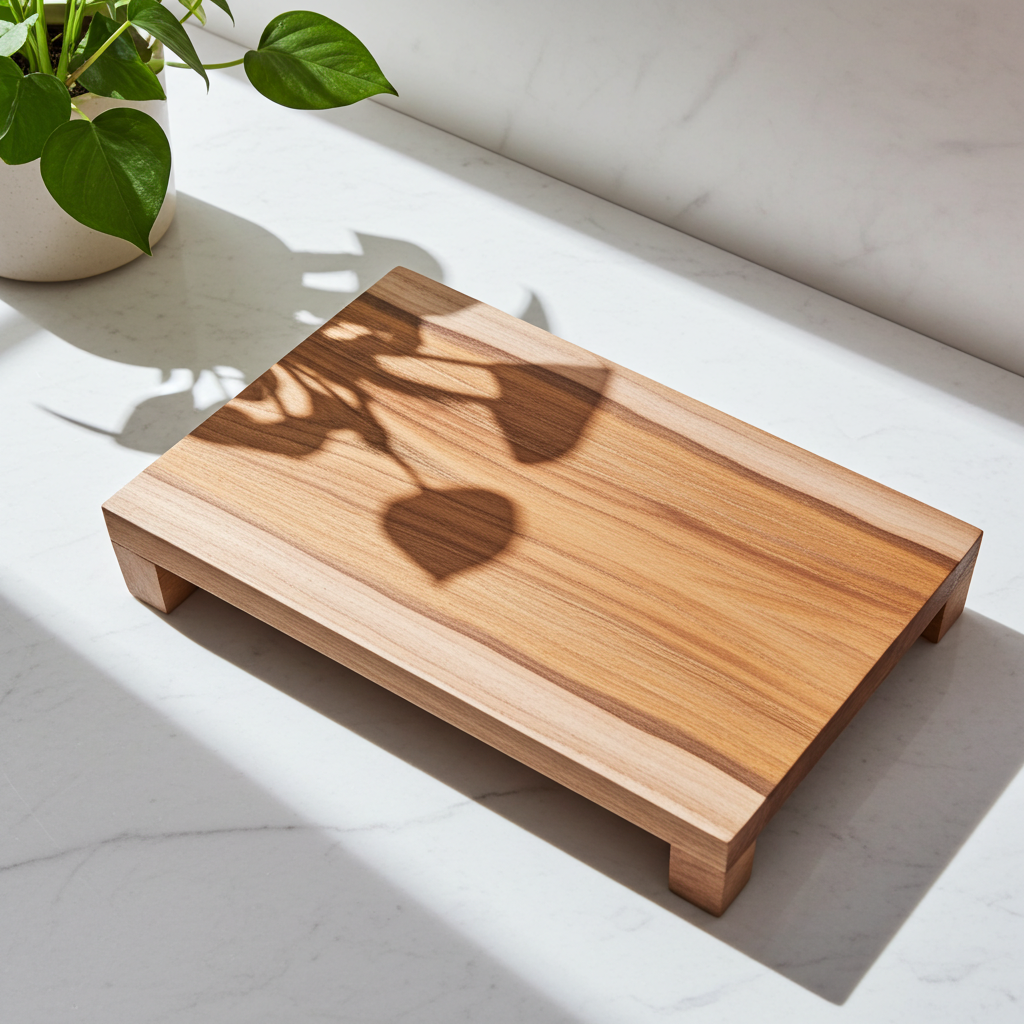 Raised Teak Wood Chopping Board – Elevated Functional Design