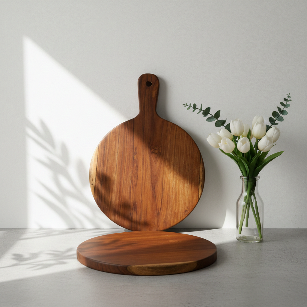 Amra Farms Round Wooden Pizza Platter Board