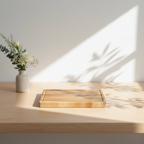 Amra Farms Single Block Teak Wood Butcher Block : Meat Cutting Wooden Board