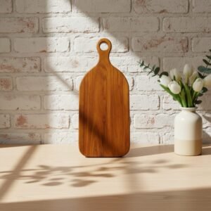 Roteak Single Block Teak Wood Charcuterie Board – Short Paddle Style | Premium Serving Board for Cheese, Bread & Appetizers