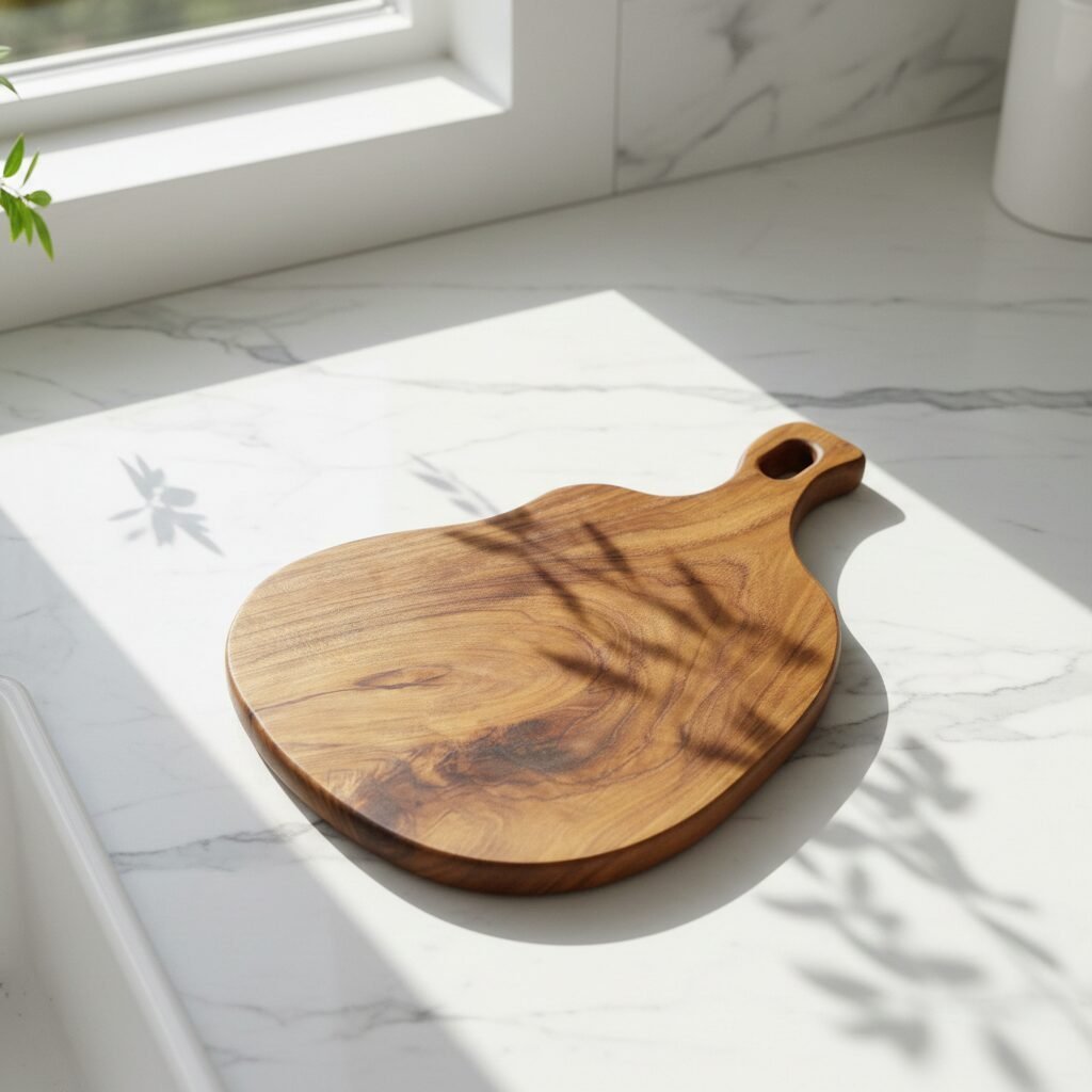Roteak Round Teak Wood Serving Board & Cutting Board | Premium Single Piece Teak Wood Charcuterie Board