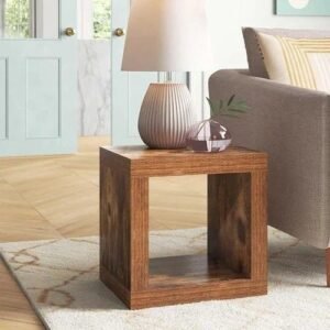 Solid Teak Wood Side Table - Premium Wooden End Table for Living Room, Bedroom, and Office