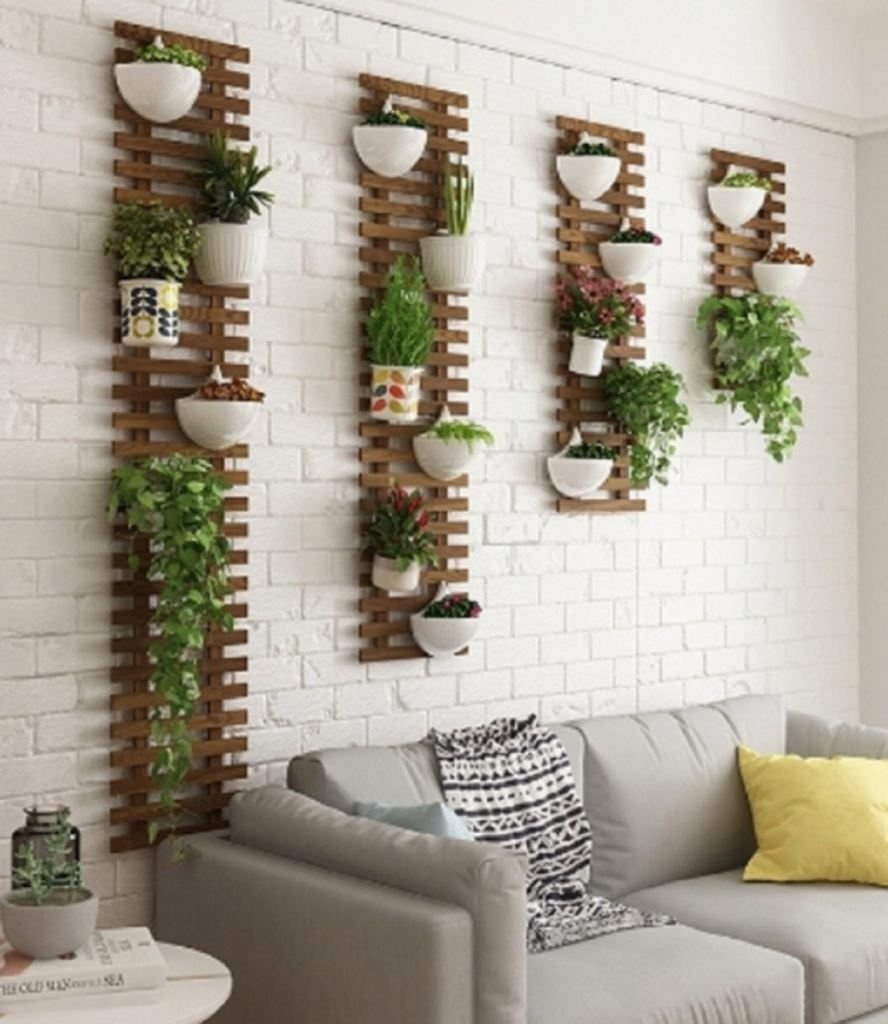 Premium Teak Wood Wall Plant Holder | Solid Wooden Vertical Garden Display Rack - Image 2