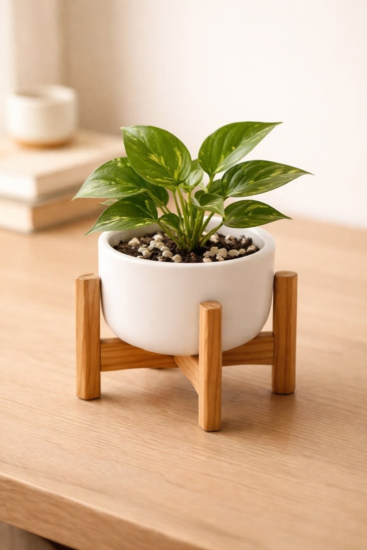 Teak wood Planter - Set of 4 - Indoor Plant pot Stand - Image 2
